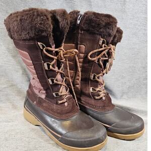Lands’ End Womens Squall Insulated Winter Snow Boots Mauve Quartz Pink Size 9.5